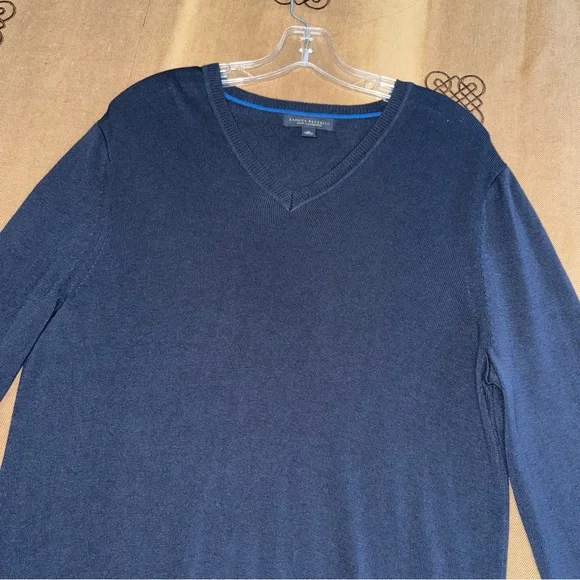 Banana Republic Mens Navy Blue Silk Cashmere V-Neck Sweater Size M - Picture 8 of 15